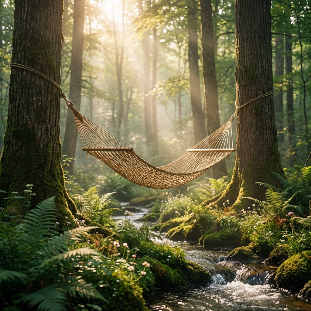 Personne faisant la sieste dans un hamac en pleine nature