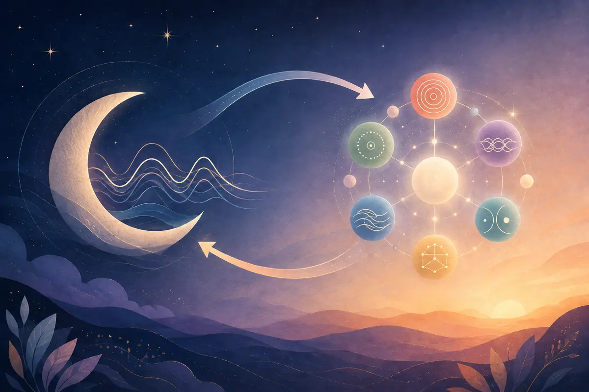 Abstract illustration of the reciprocal relationship between sleep and mental wellbeing